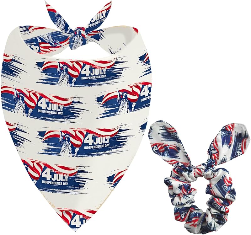 Juego bandanas perro 4 de Julio y coletero blanca duradera