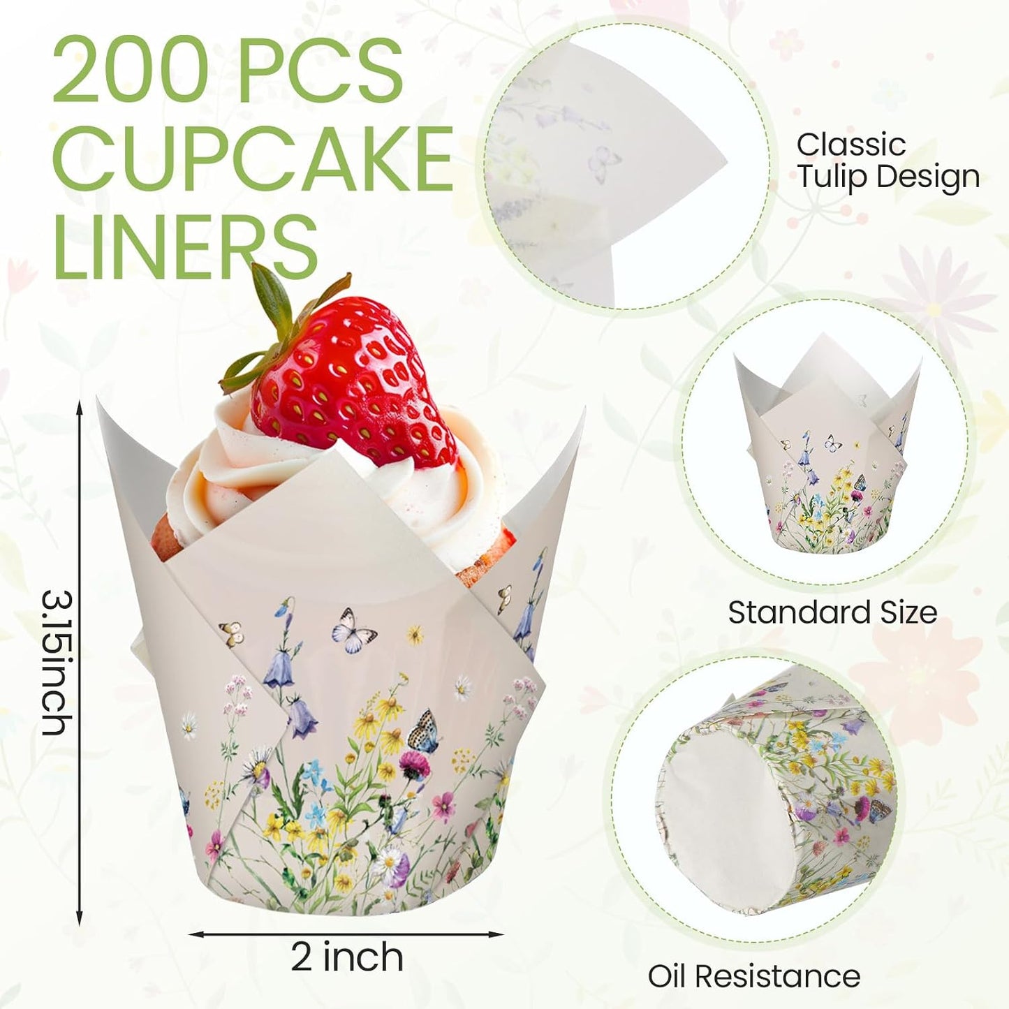 300 Forros Cupcakes Tulipanes Flores Silvestres Hornear