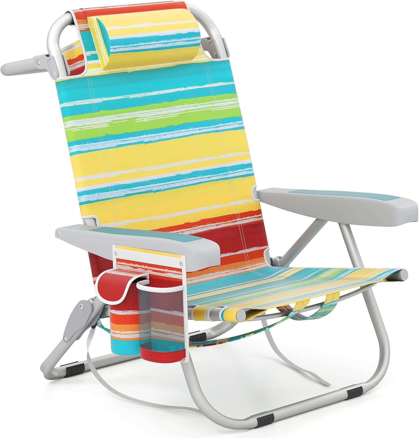 Silla playa plegable aluminio 330lb respaldo 5 posiciones