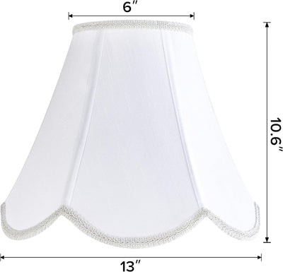 2 Pzas Pantalla Lámpara Blancas Festoneadas 6x13pulg