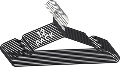 12 Perchas Metal Negro Ahorro Espacio Duradera