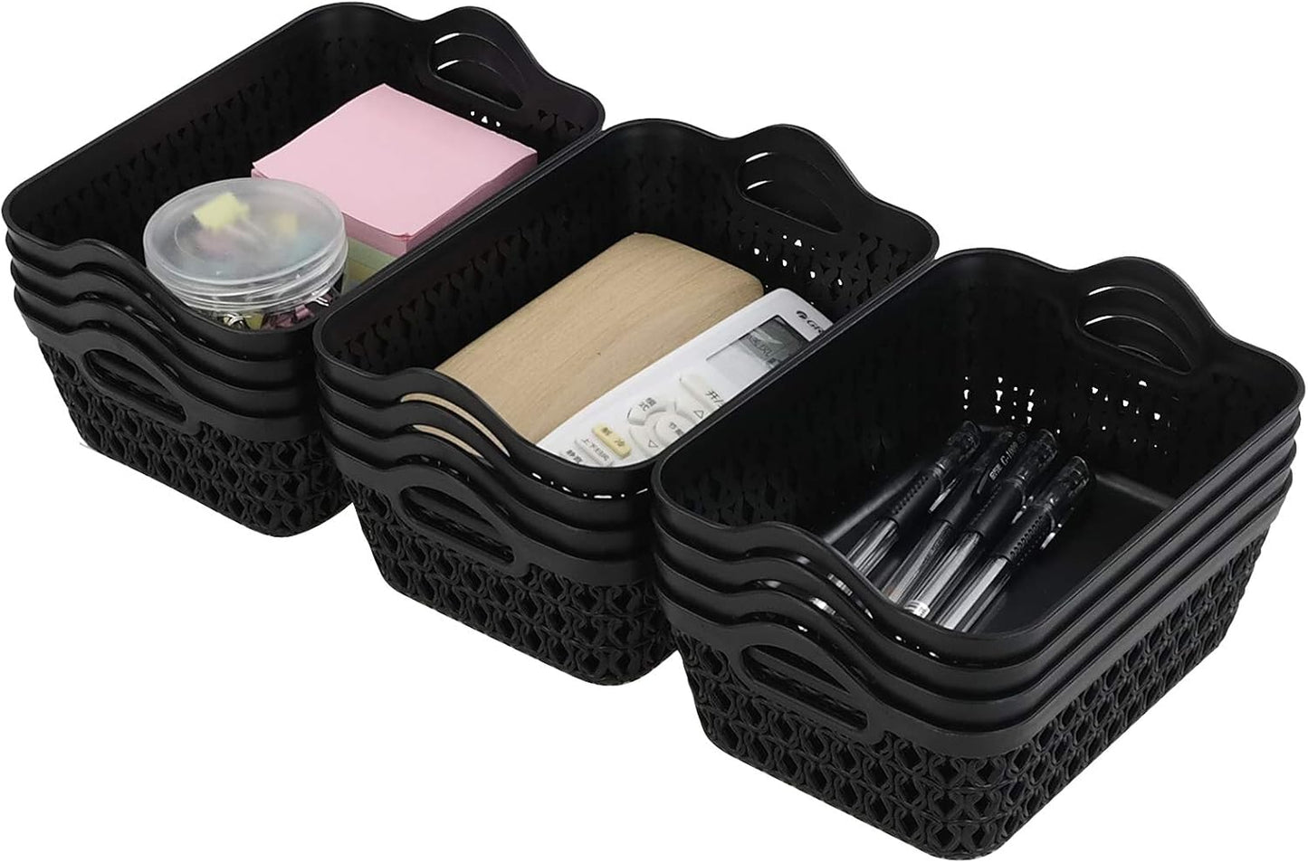 Bandeja plástico escritorio almacenamiento negro 12 pzas