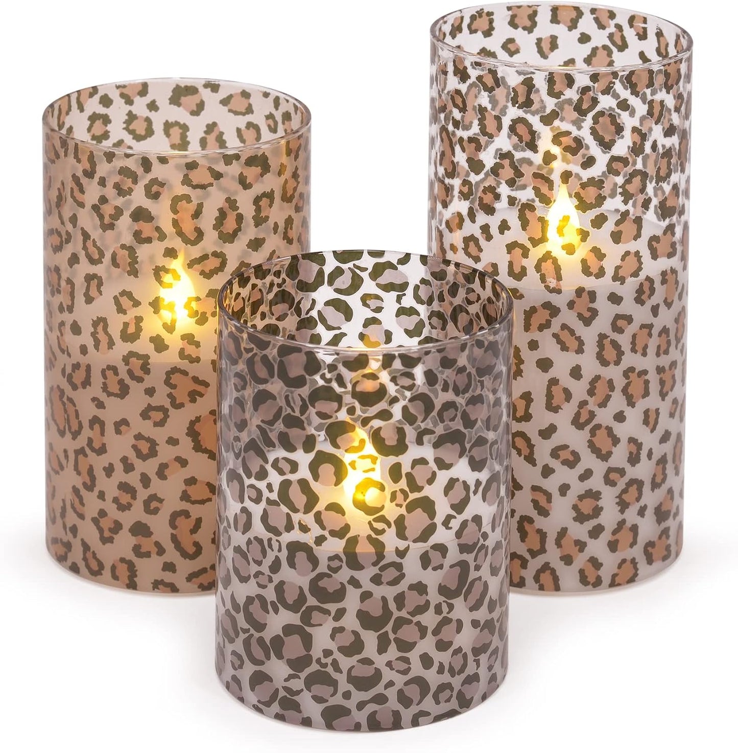 Set 3 velas LED cristal sin llama 6pulg animales