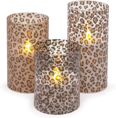 Set 3 velas LED cristal sin llama 6pulg animales