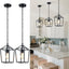 2 Luces colgantes isla cocina diseño jaula metal negro