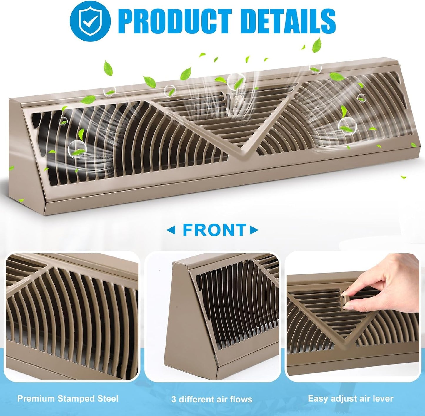 4 Pzas Rejilla Ventilación Zócalo 24pulg Ajustable