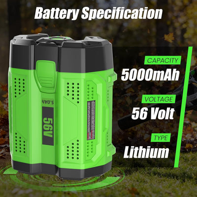 2 Baterías 5Ah 56V Repuesto EGO BA2800T Verde