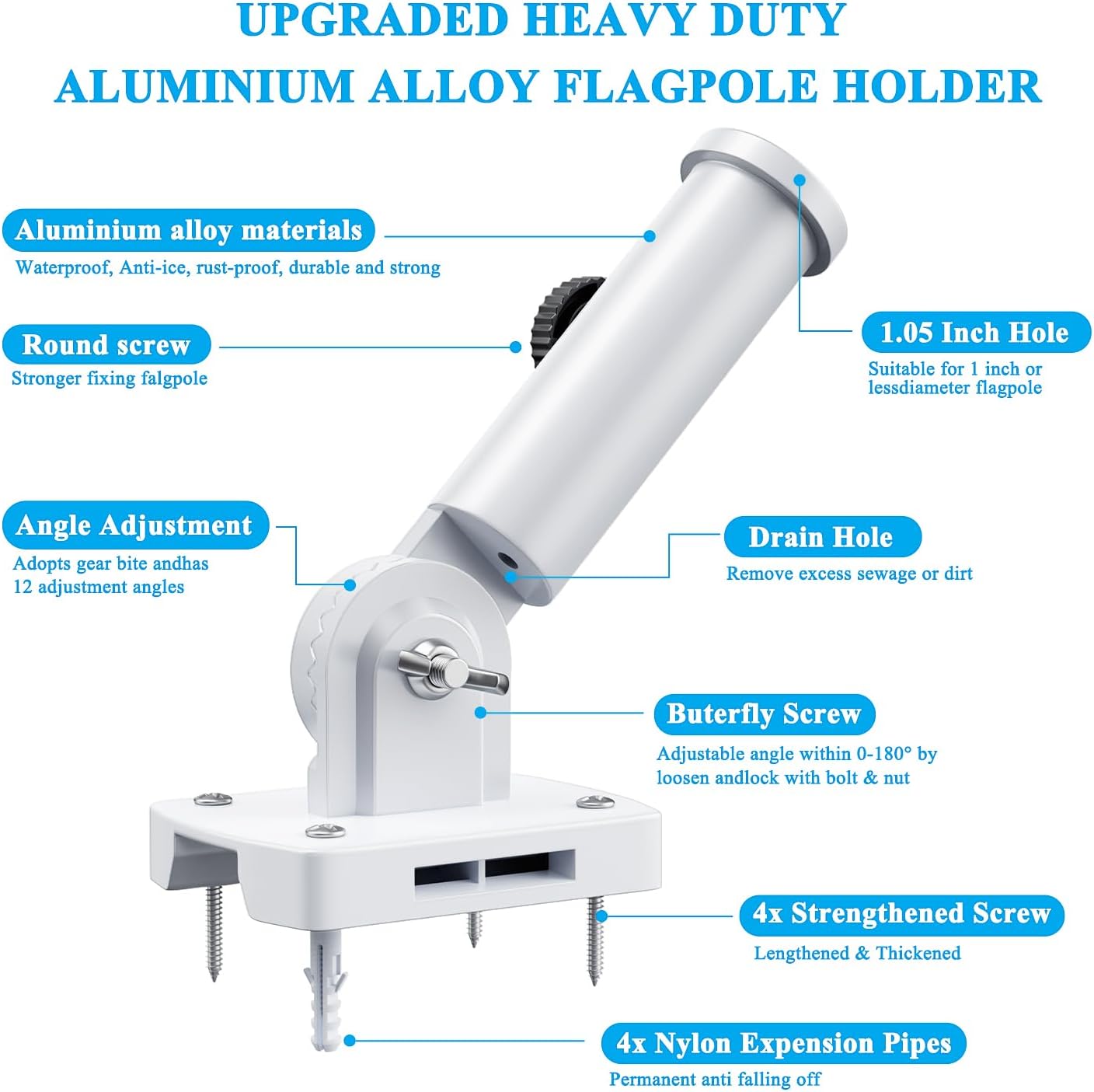 Soporte mástil bandera ajustable aluminio exterior