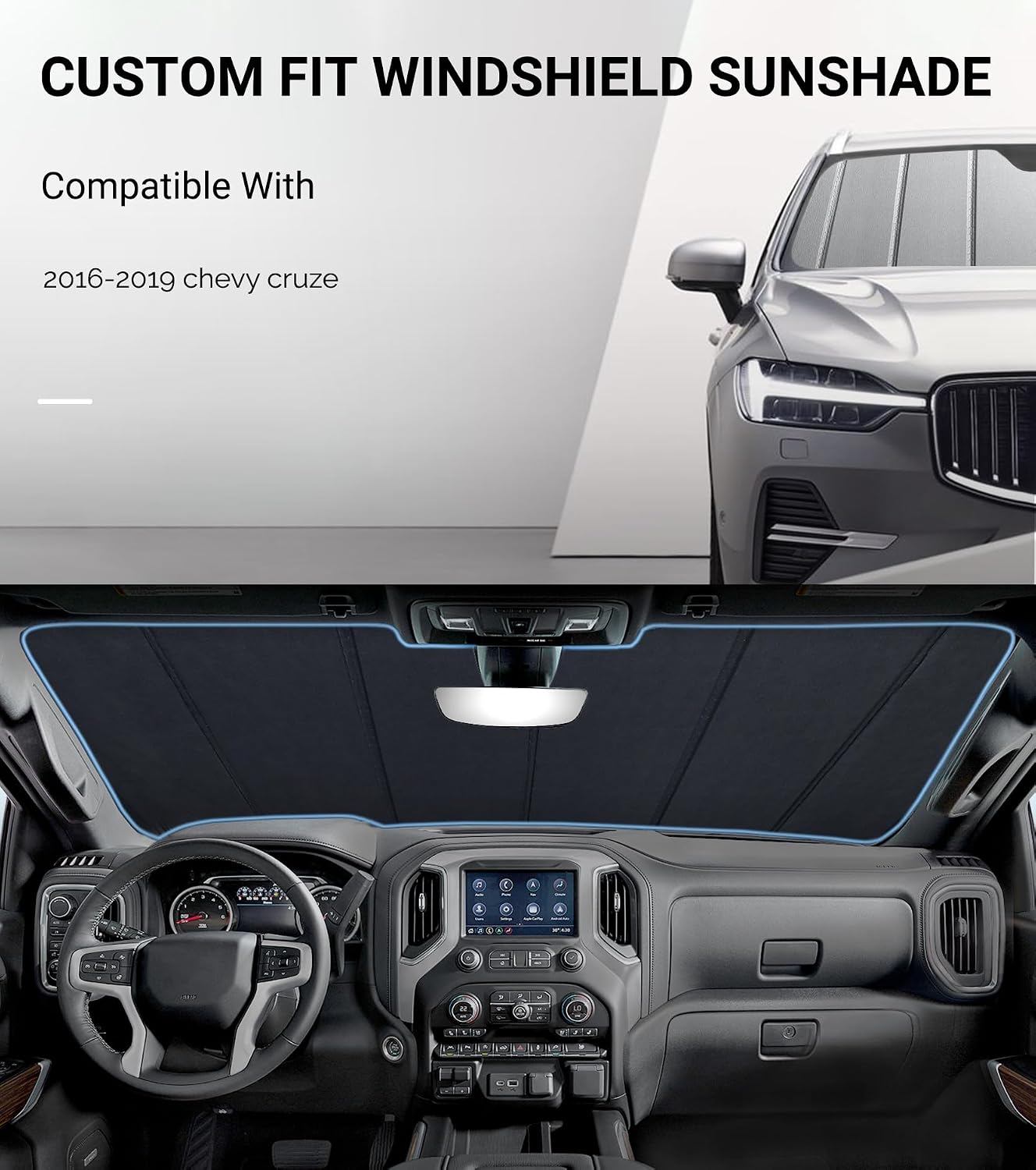 Parasol parabrisas Chevy Cruze 11-15 cuero gris