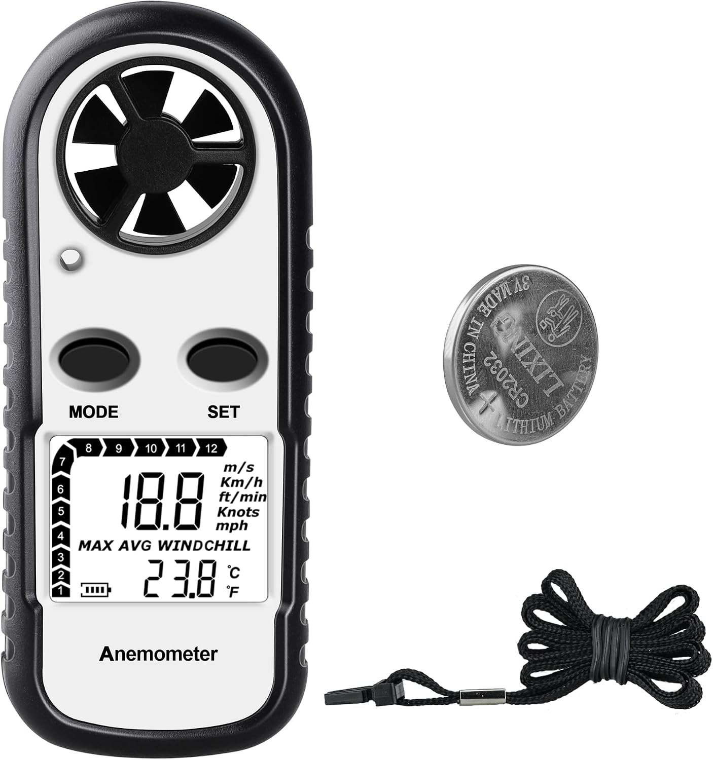 Anemómetro digital medidor velocidad viento y temperatura