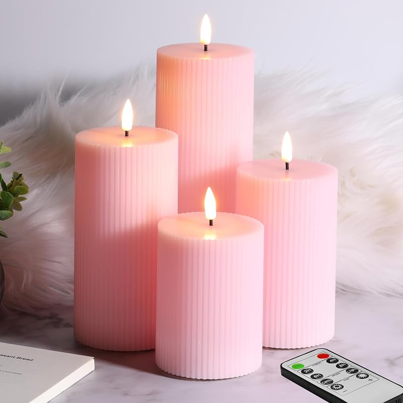 Velas LED sin llama con control remoto set 4 3" 4-8"