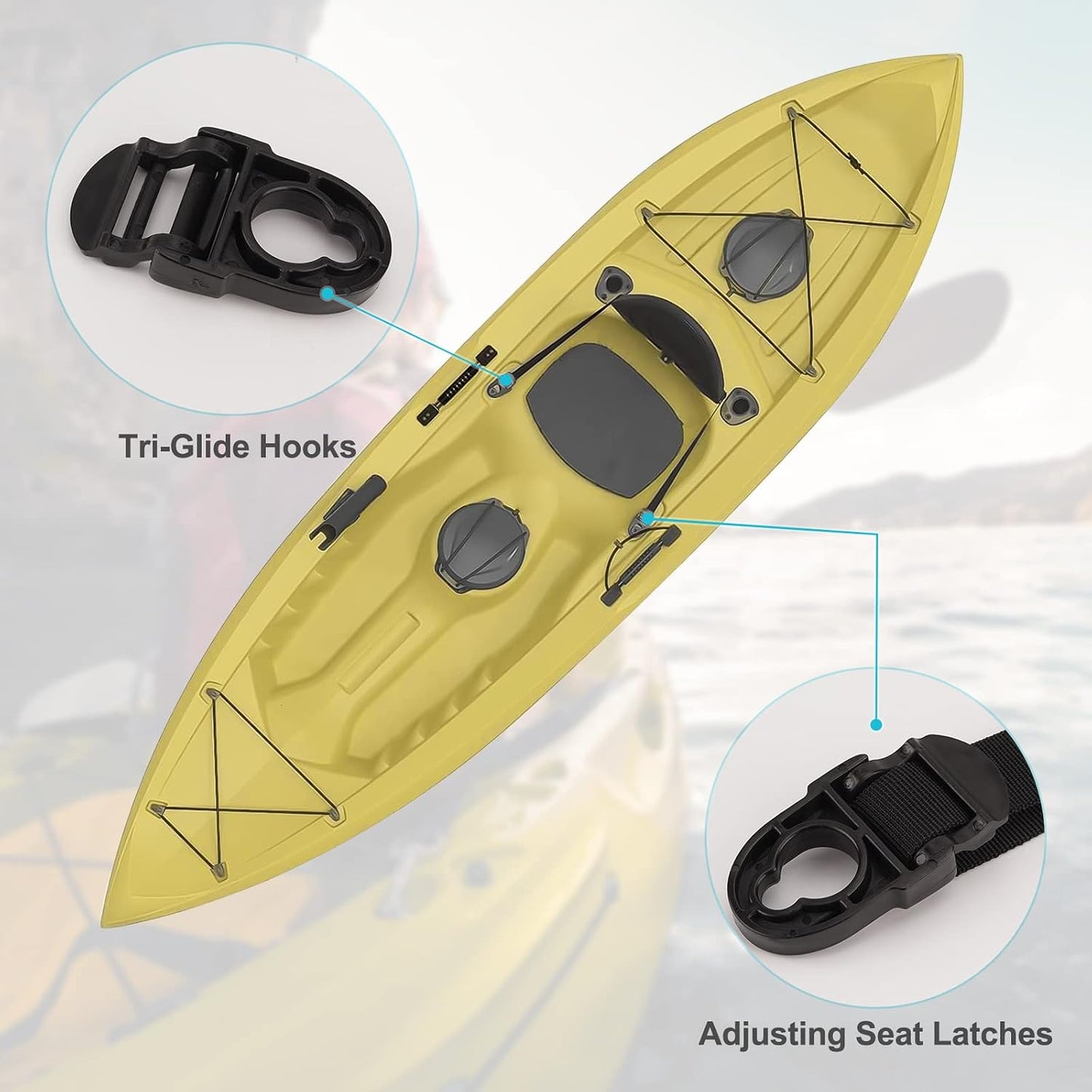 Kit reparación asiento kayak correa clips ganchos ajuste