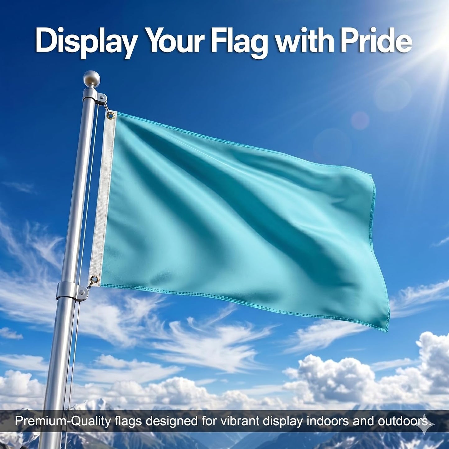 Bandera azul claro 2x3 pies resistente UV poliéster con ojales