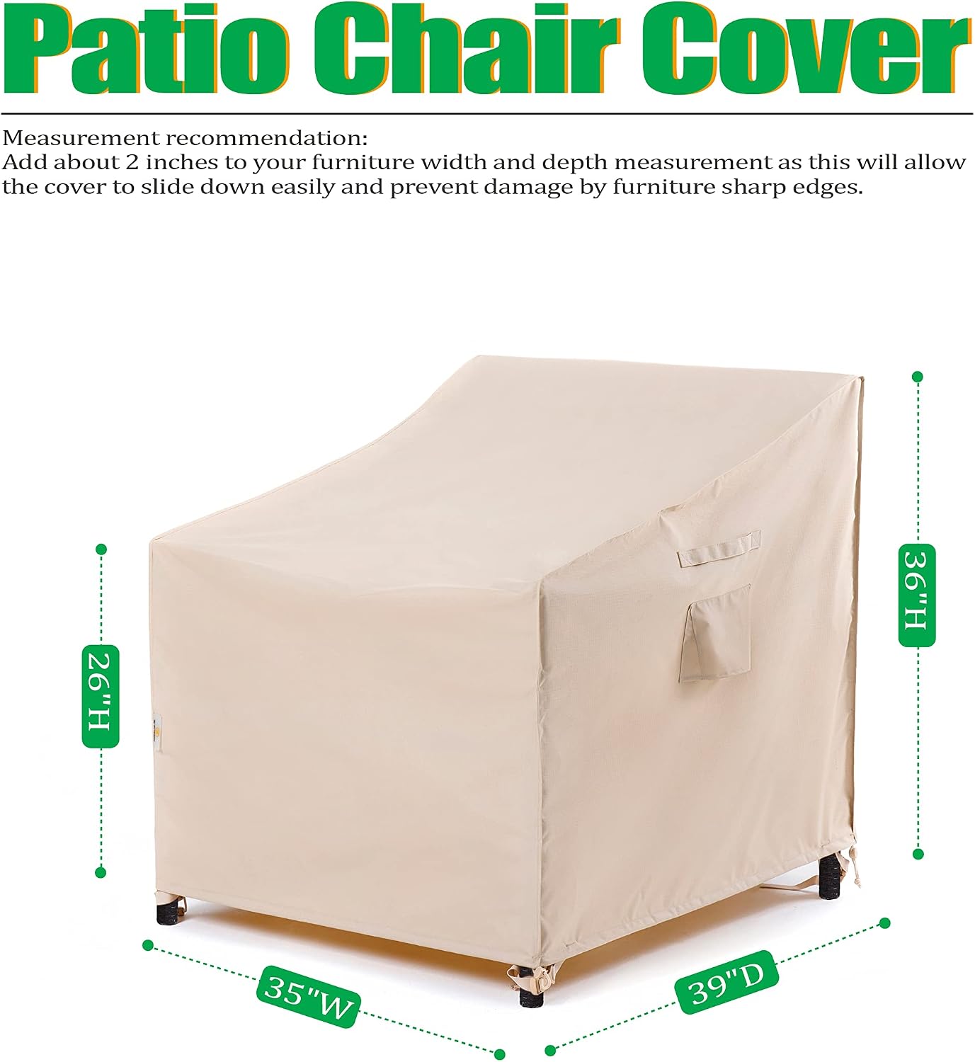 Funda silla patio impermeable UV resistente 35x39x36