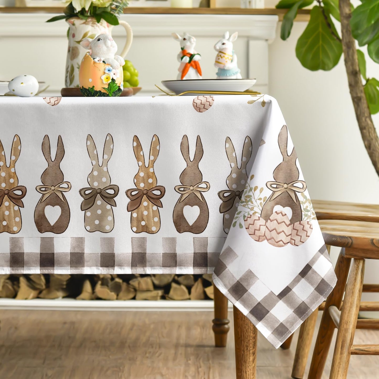 Mantel Pascua 60x84pulg Diseño Zanahorias Conejo Lavable