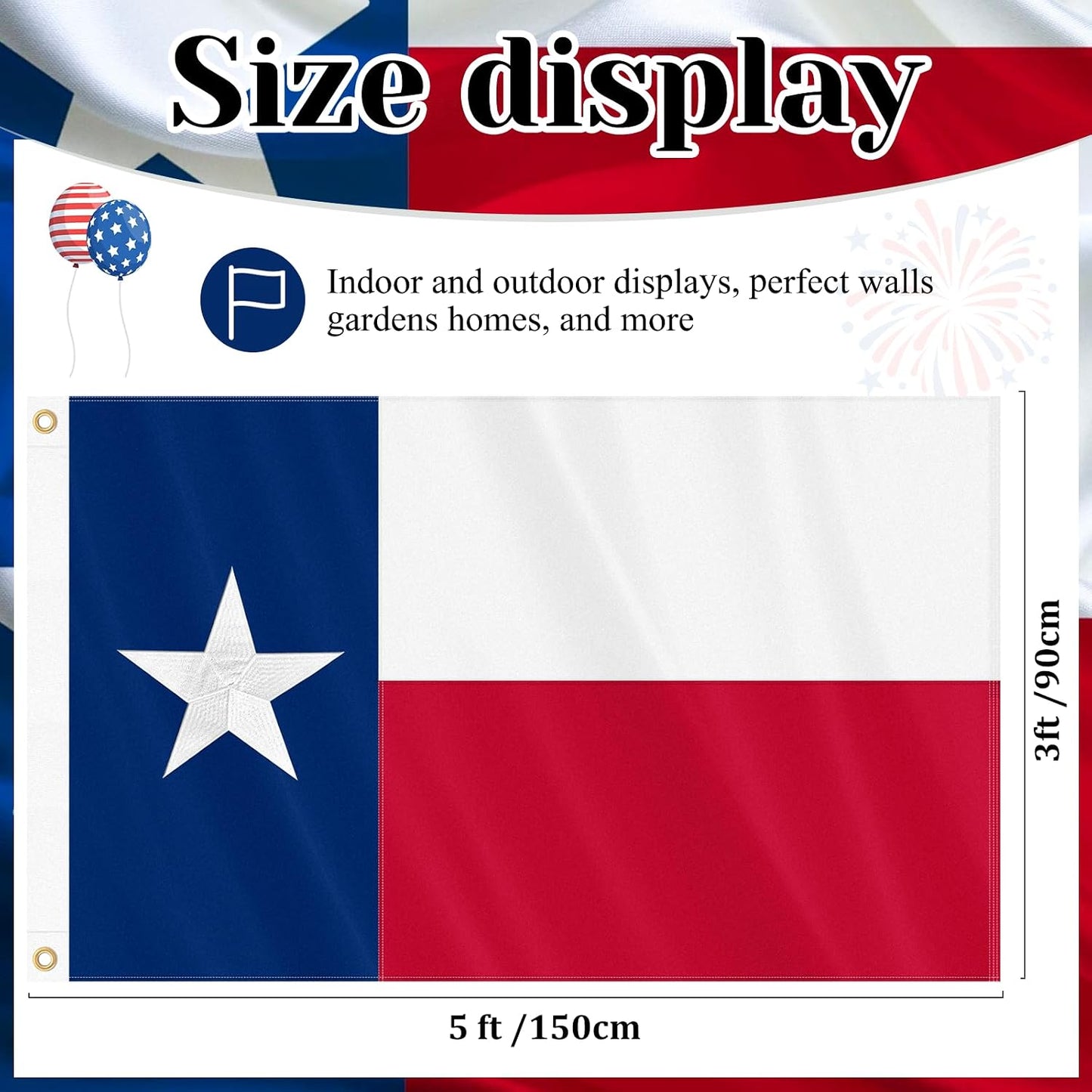 Bandera Texas 3x5ft tela poliéster estrella bordada