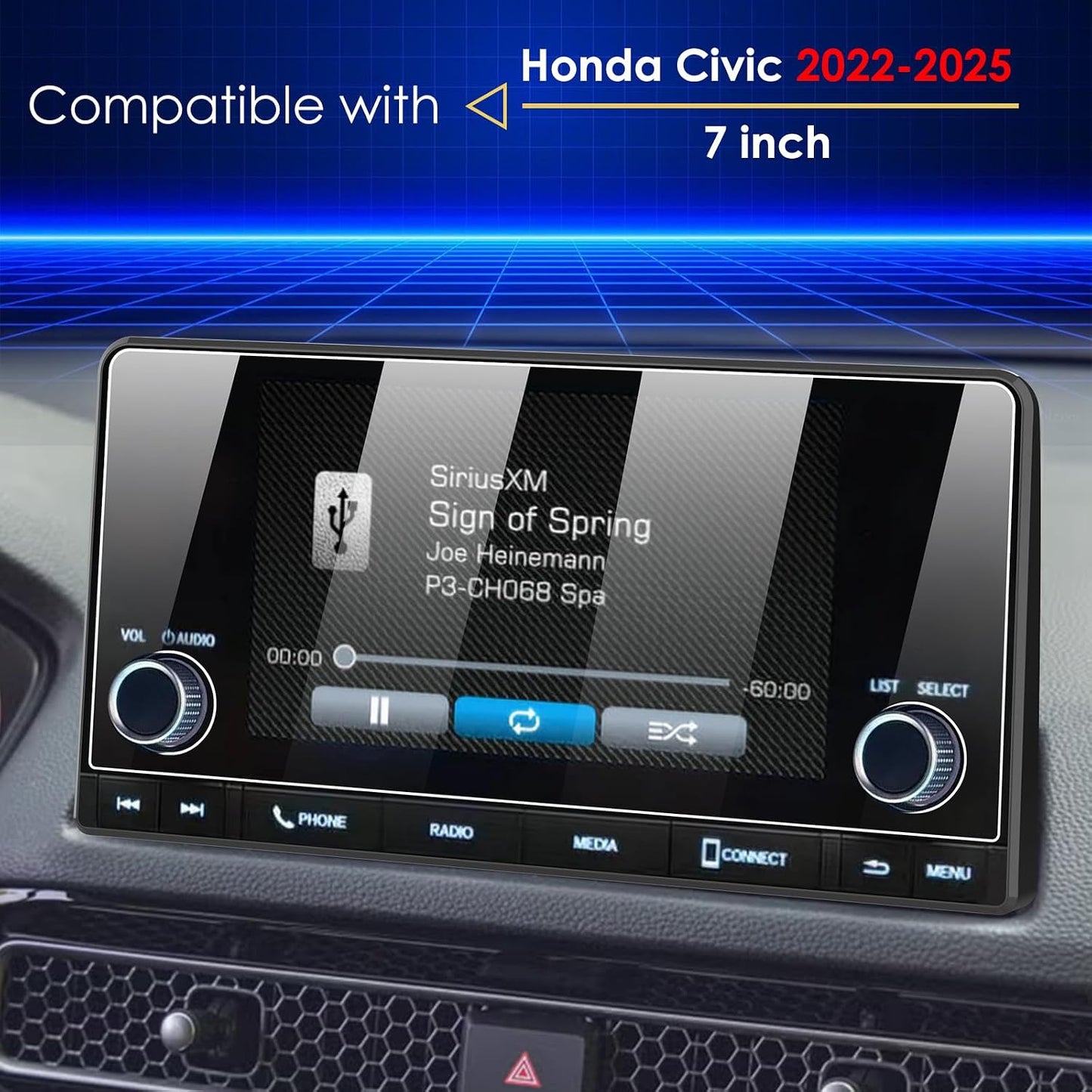 2 Protectores Pantalla 9H Honda Civic CRV 7pulg