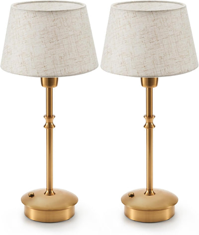 2 Lámparas Mesa Inalámbricas Recargables Luz Acento Beige