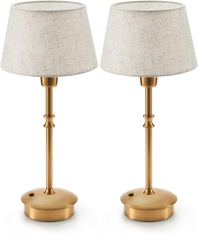 2 Lámparas Mesa Inalámbricas Recargables Luz Acento Beige