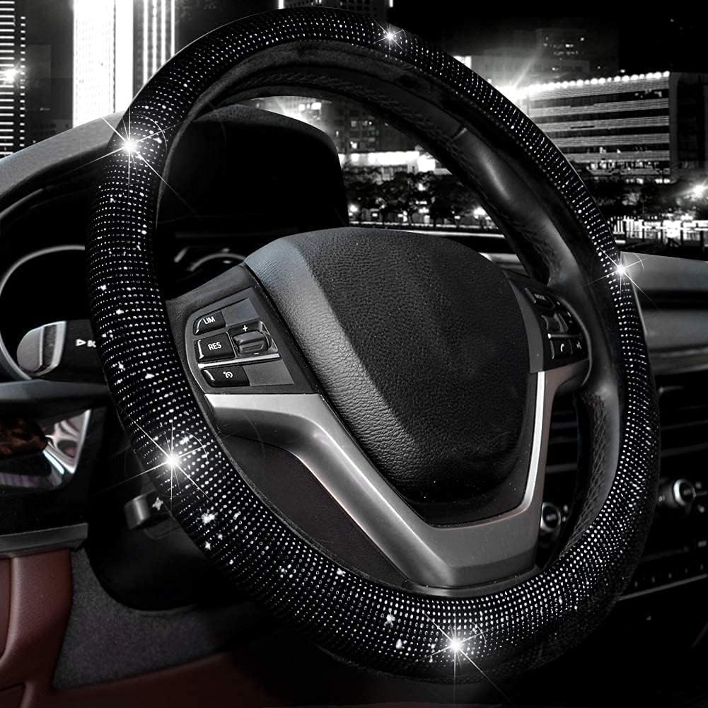 Funda volante universal 15" cristales diamante negro