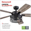 Ventilador techo 52" con luz LED 5 cuchillas gris y marrón