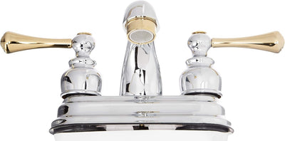 Grifo lavabo vintage 4pulg cromo y latón