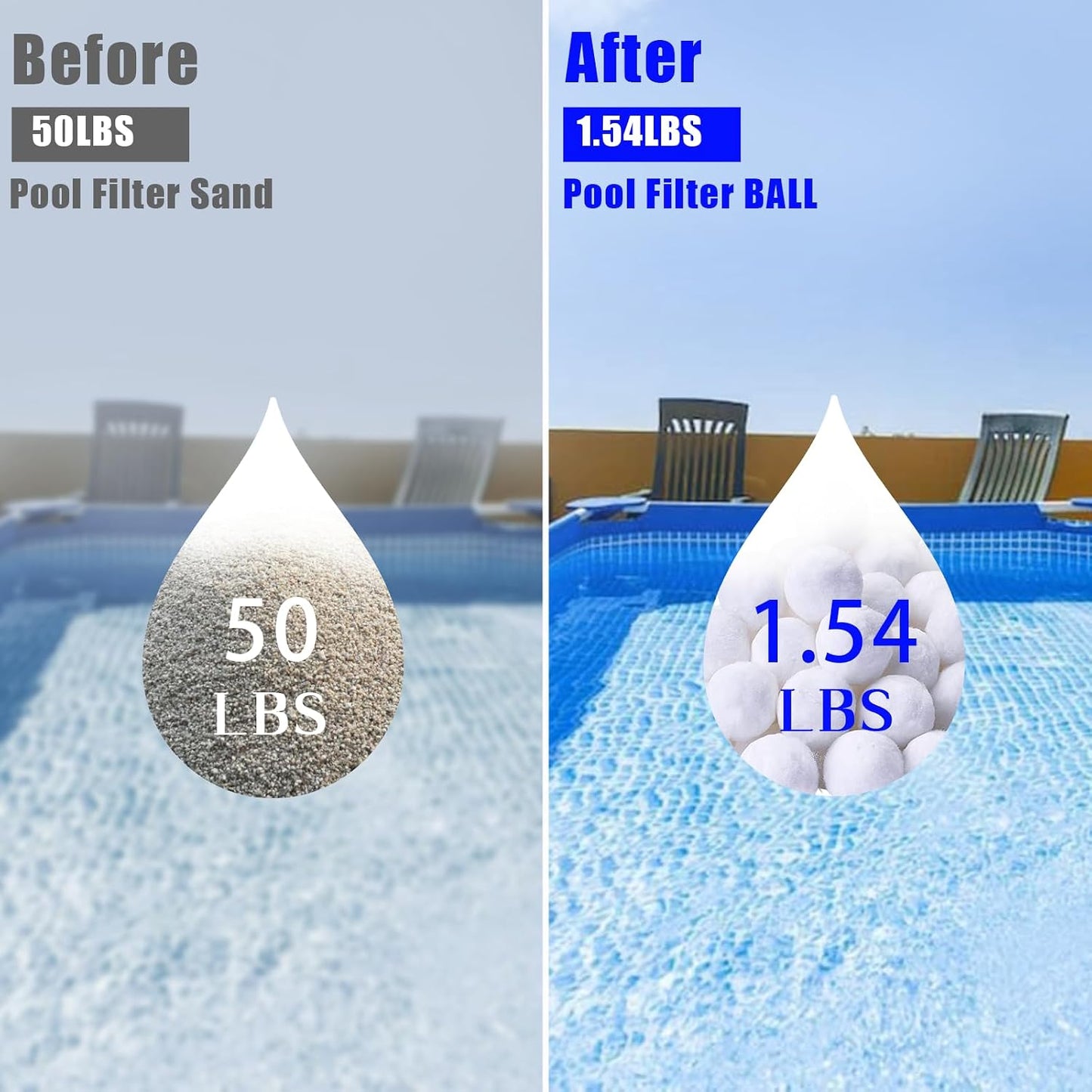 Bolas filtro piscina fibra reutilizables 1.54lb