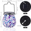 Farol solar mosaico impermeable luz morada decoración exterior
