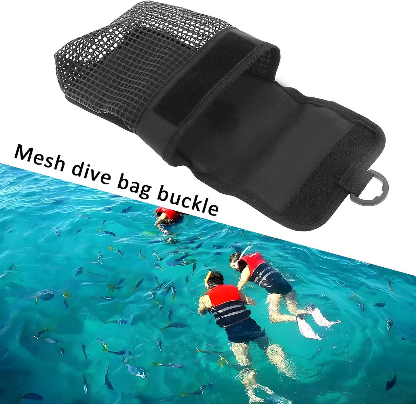 Bolsa malla buceo portátil resistente 5.1x7.9in negro