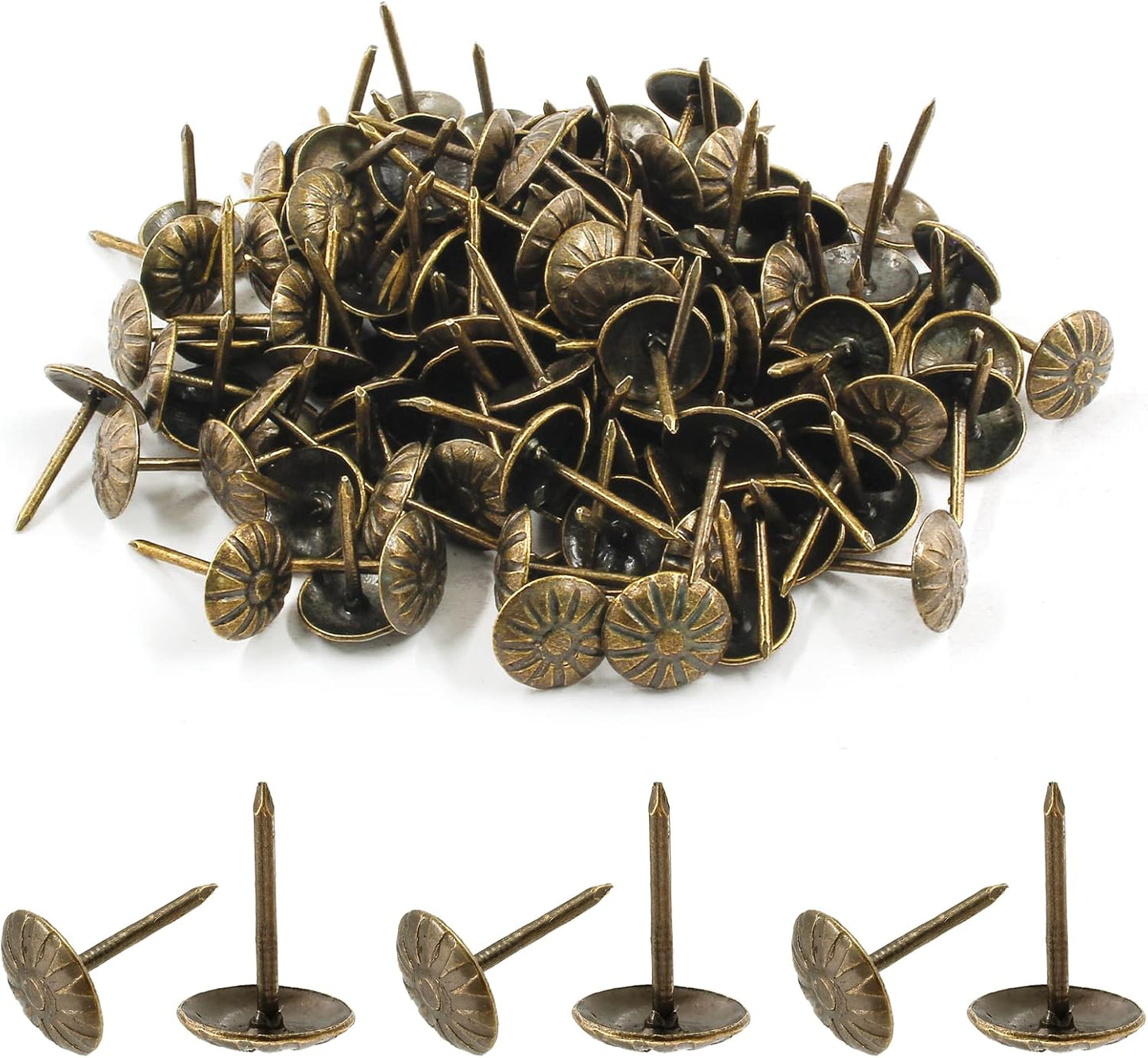 120 Tachuelas Tapicería Bronce Crisantemo 7/16pulg