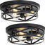 2 Lámparas Techo Tipo Jaula 3 Luces Metal Negro