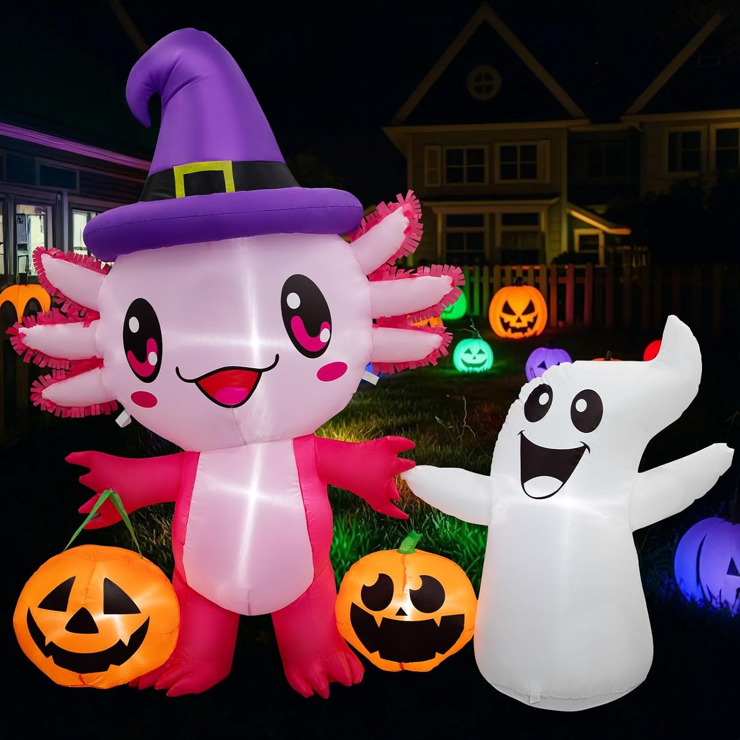 Decoración inflable axolote con luces LED Halloween