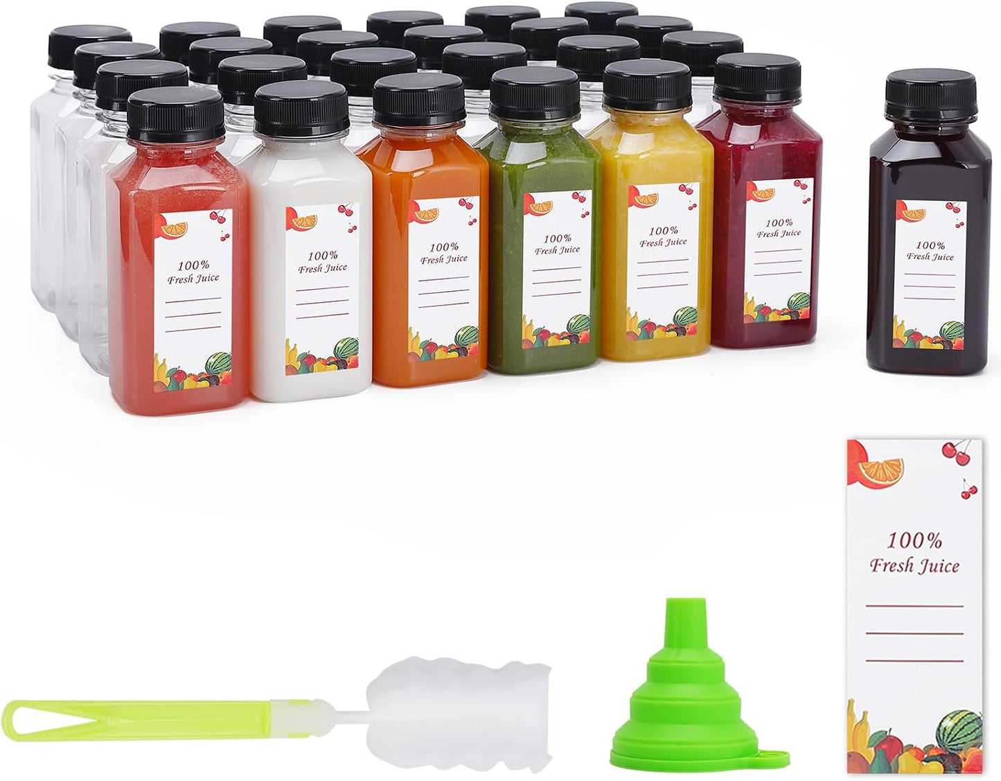 Botellas plástico 8oz vacías con tapas 150pzas 2 cepillos