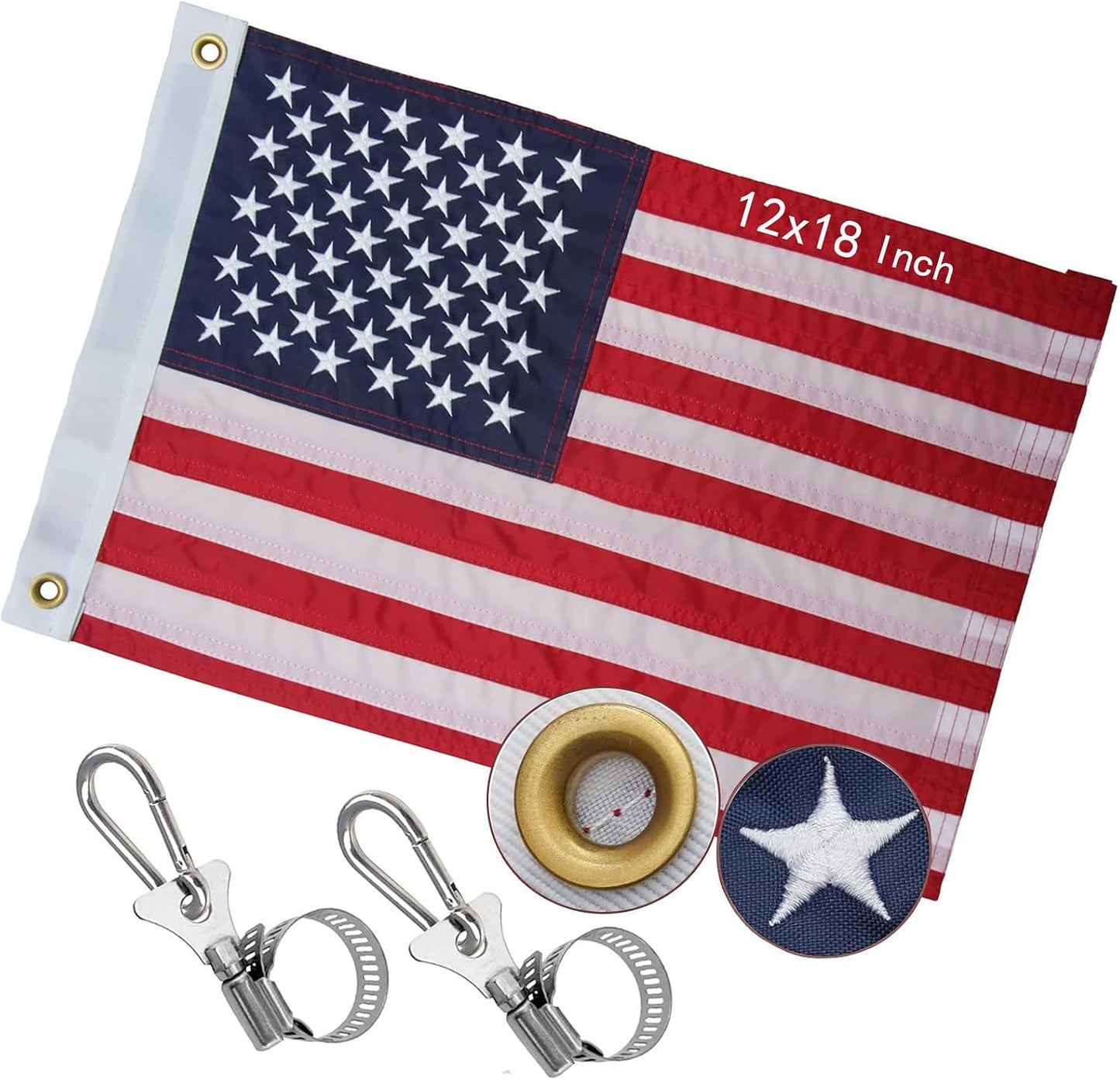 Bandera americana para barco 12x18" resistente nylon 210D
