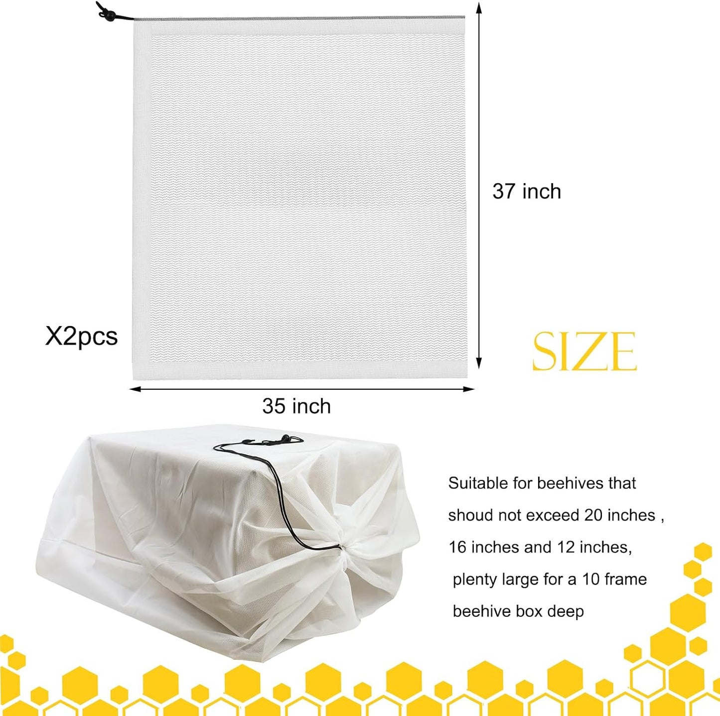 2 Bolsas Malla Colmena 35x37" Transpirable Caja Abejas