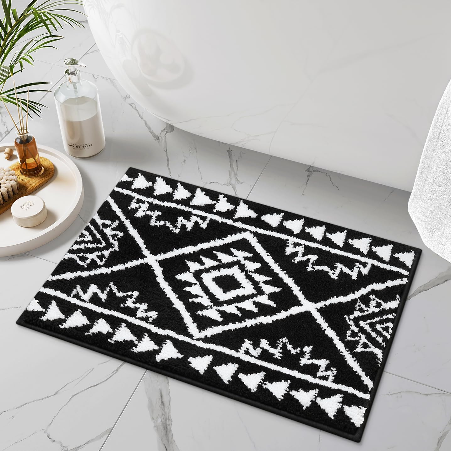 Alfombra baño estilo granja geométrica antiderrap