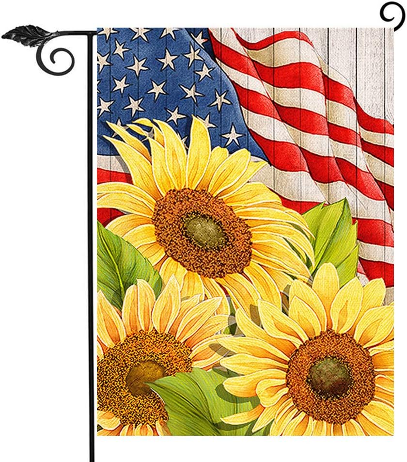 Bandera patriótica jardín doble cara girasoles 4 de julio