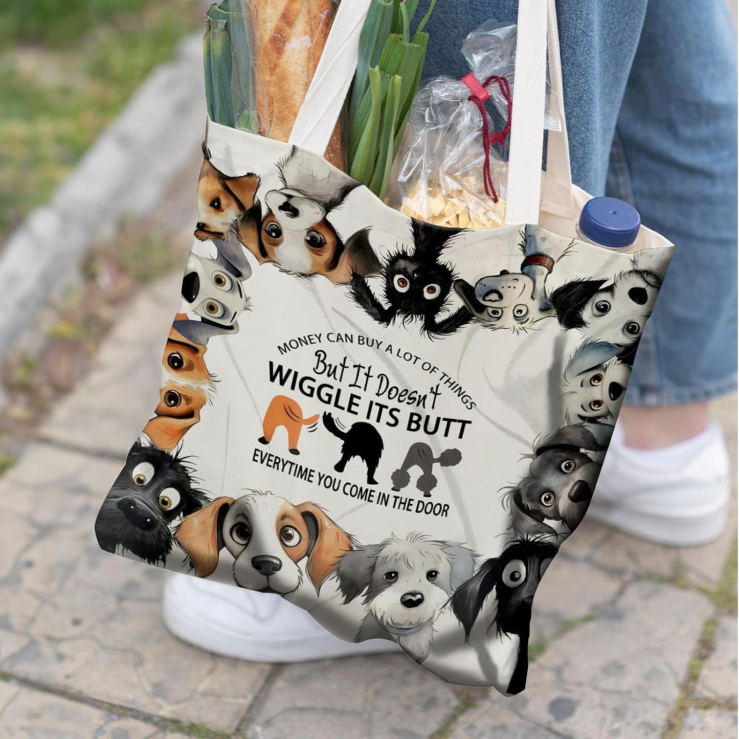 Bolsas lona reutiliz. para amantes de perros