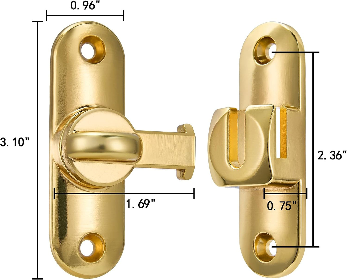 2 Pack Pestillos Dorados Puerta Granero Cerradura 90/180 Grados