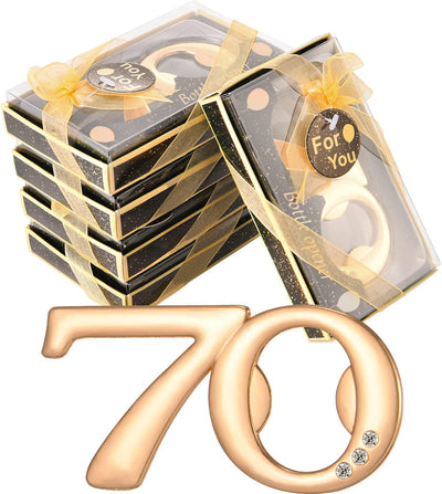 70 Abrebotellas Doradas y Negras 50 Pzas para Cumpleaños