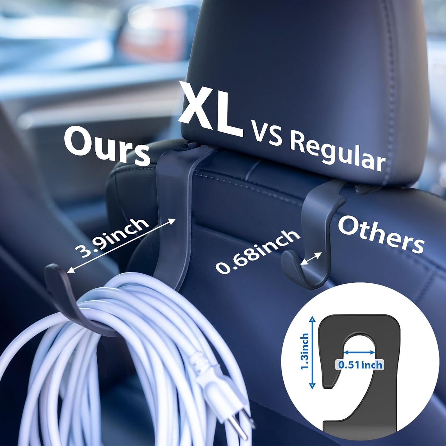 Soporte XL para reposacabezas camión y auto con ganchos