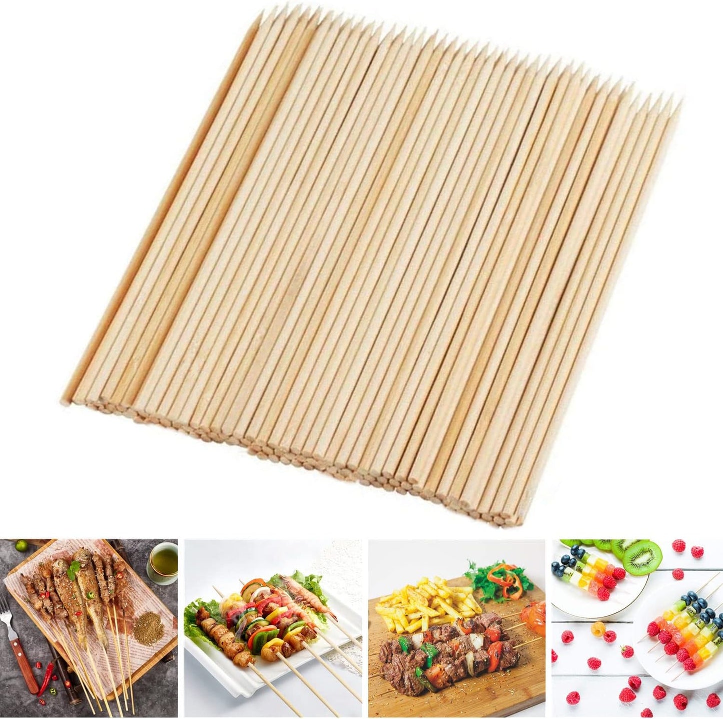Brochetas bambú 10pulg para shish kabob parrilla 100uds