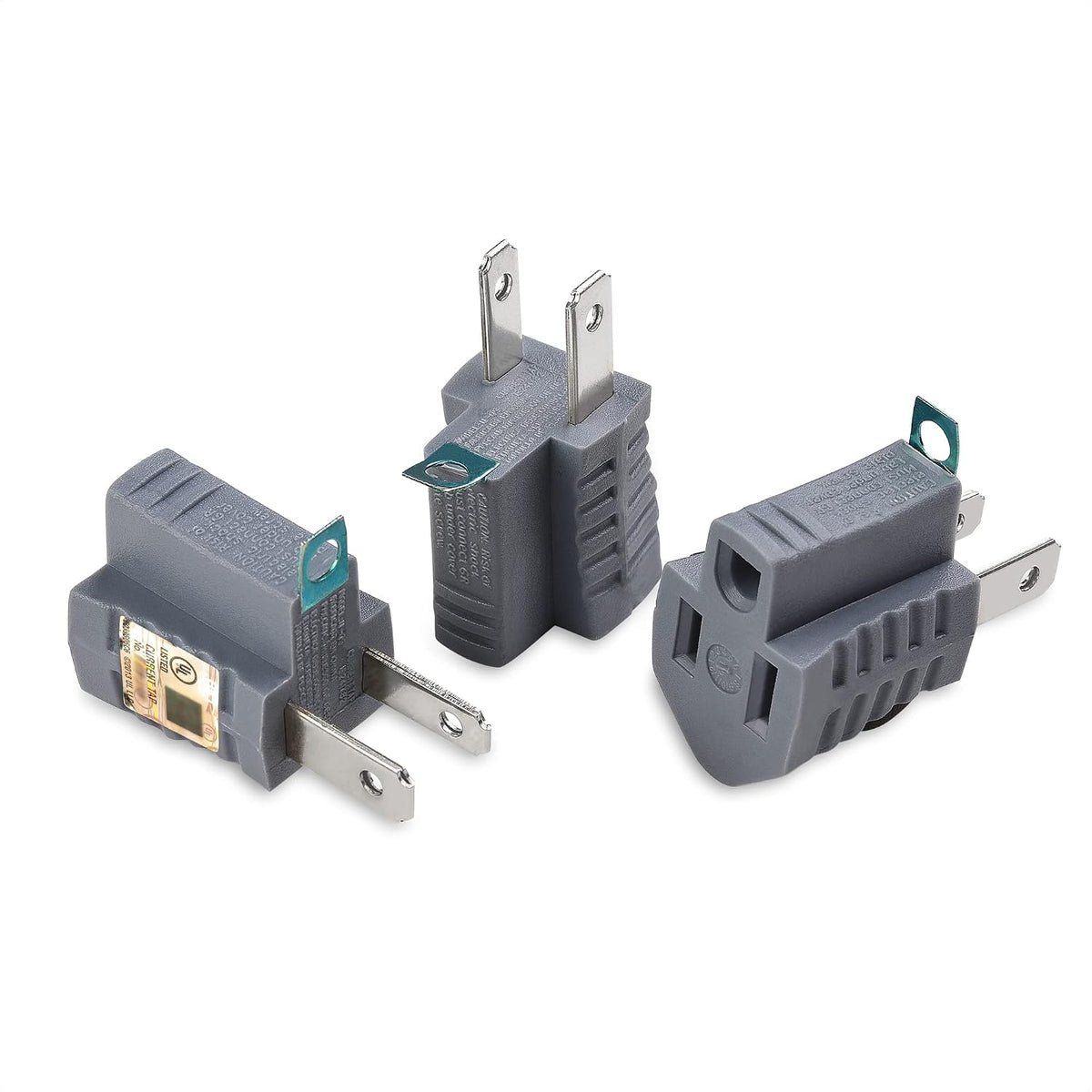 Paquete 3 adaptadores 2 a 3 clavijas gris