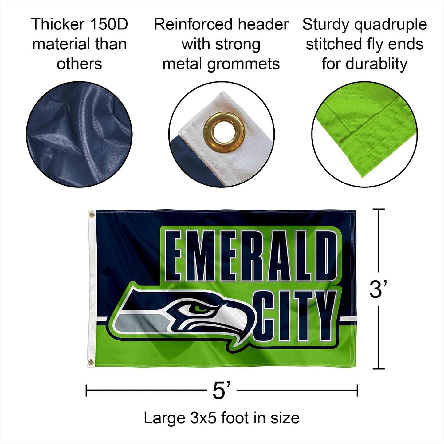 Bandera Seattle Seahawks Emerald City 3x5 exterior