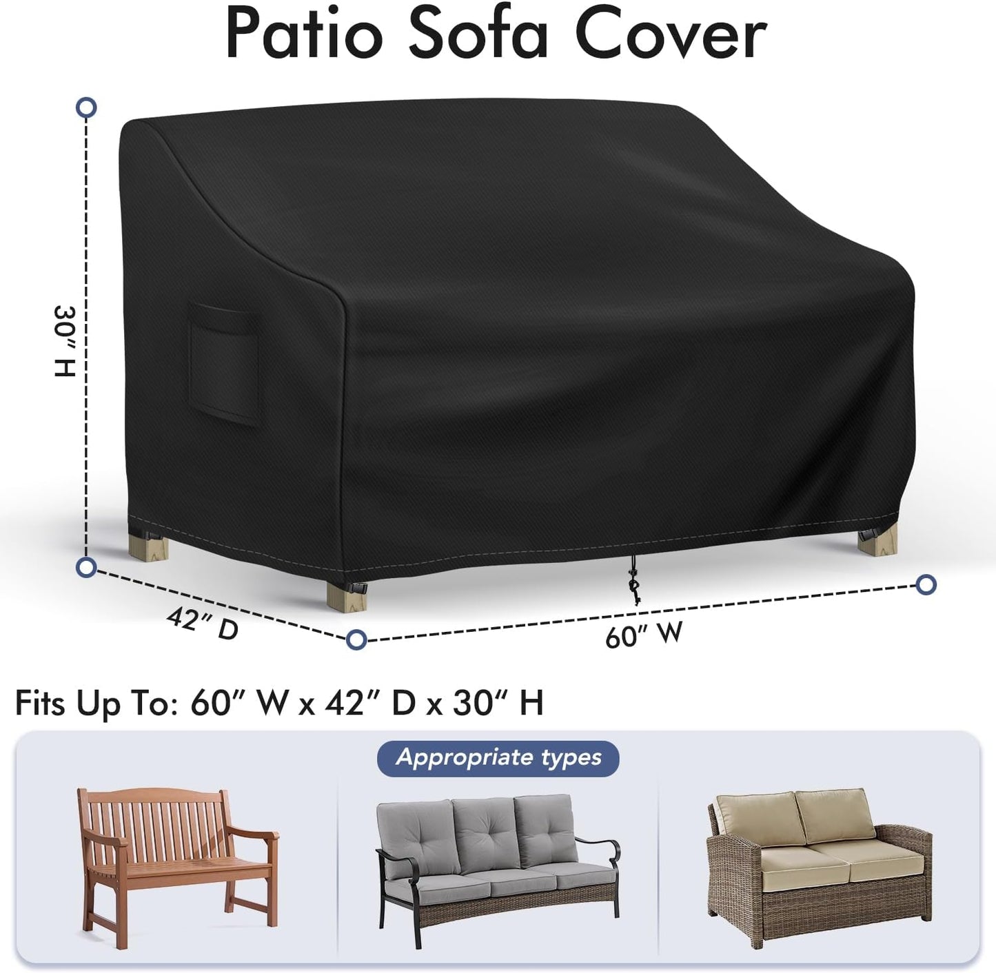 Funda sillón 2 plazas impermeable para exteriores 60x42x30