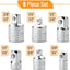 Set 6 Pzas Adaptador Enchufe Impacto Bates Plata 1/4 3/8 1/2
