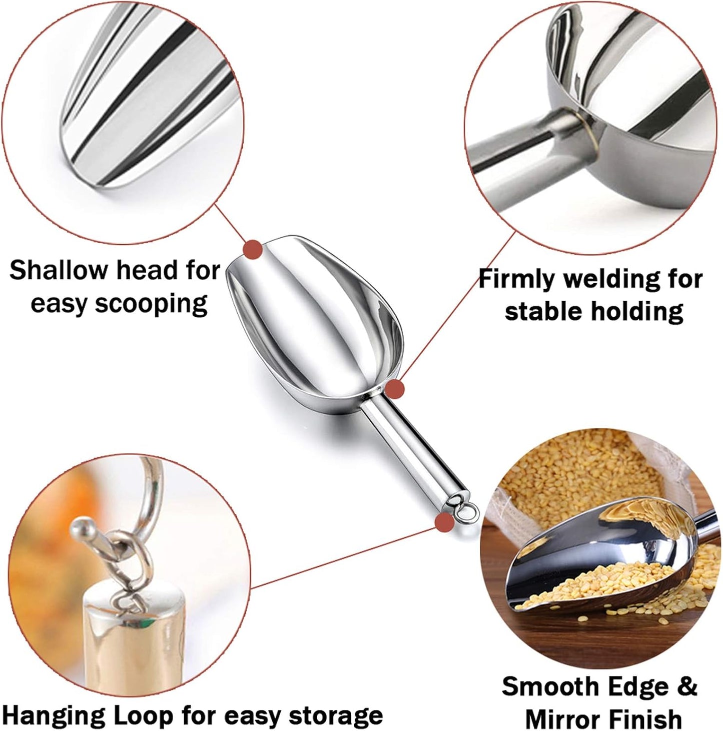 Cuchara hielo acero inox 5oz para dispensador cocina