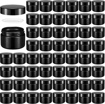 100 Tarros Vidrio 1oz con Tapas para Cosméticos Viaje Negro
