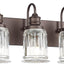 Lámpara baño 3 luces cristal campana bronce aceitado