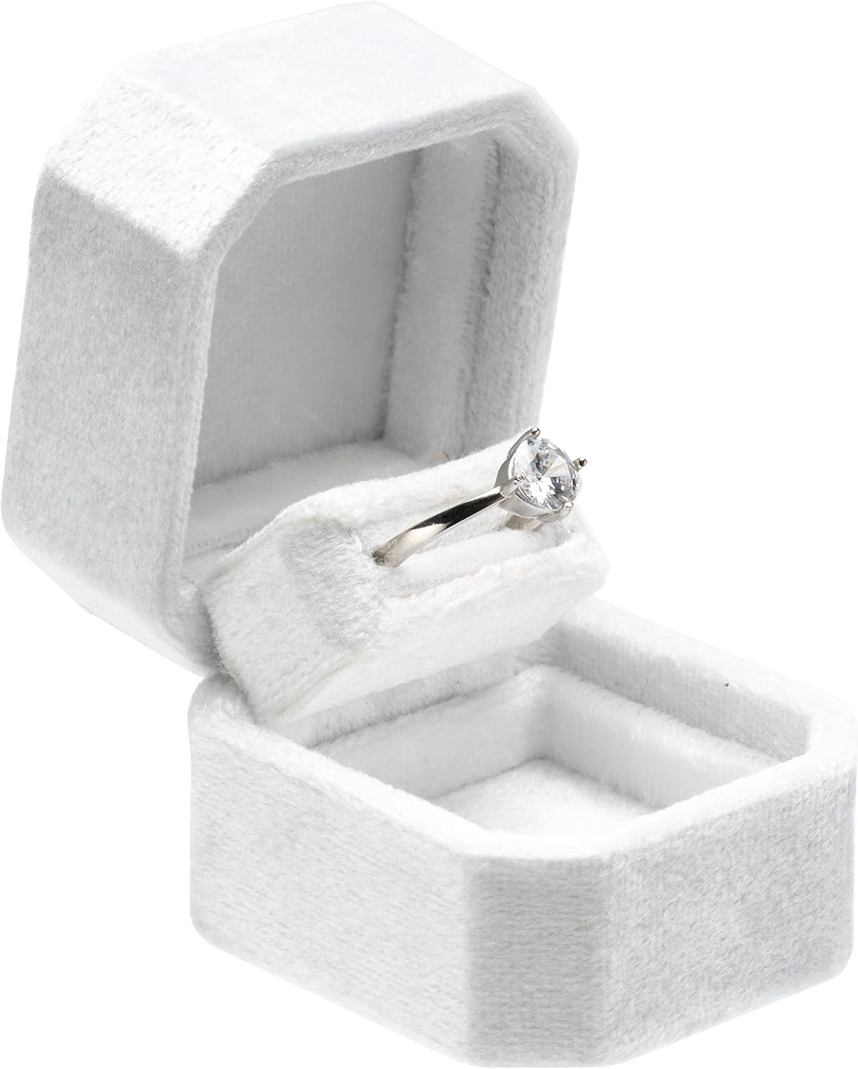 Joyero terciopelo anillo boda compromiso blanco